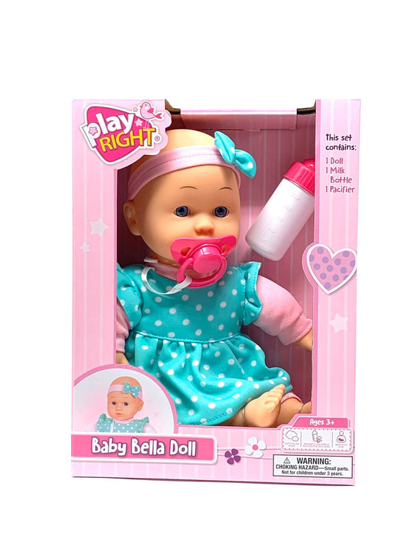 Baby Bella Play Right Doll in Box / Green Dress 12 Inch