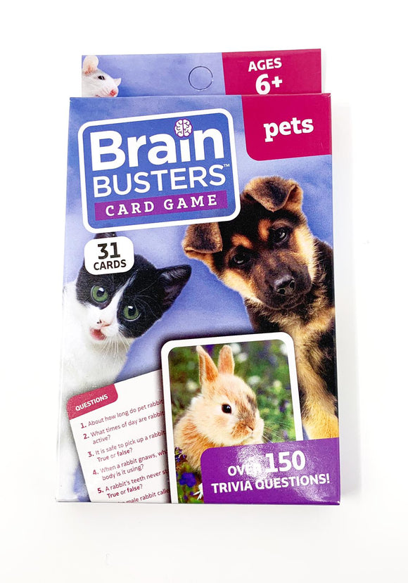Brain Busters Card Game with Over 150 Trivia Questions Educational Flash Cards (Pets)