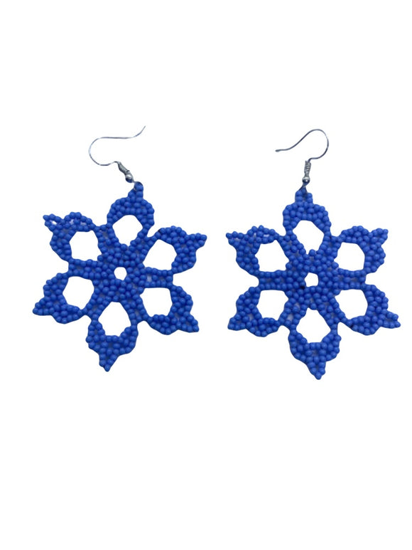 Flower Drop Earrings (Blue)