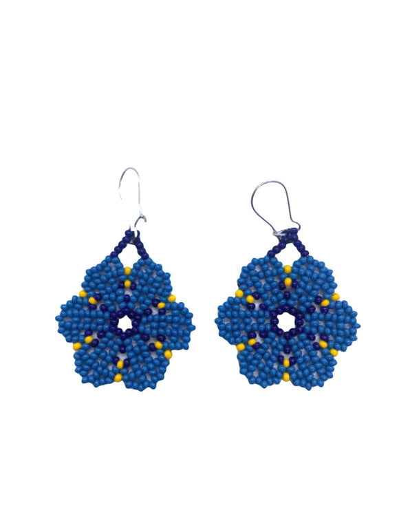 Flower Drop Earrings (Blue- Yellow)