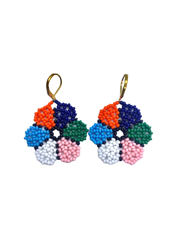 Flower Hoop Earrings (Colorful)