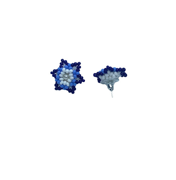 Flower Stud Earrings (Blue/White)